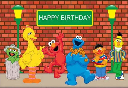 Brick Wall Sesame Street Birthday Party Baby Shower Backdrops