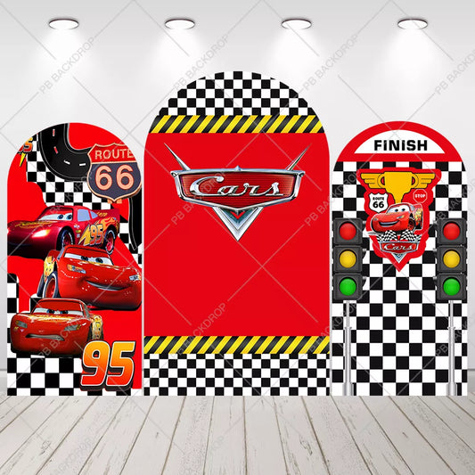 Cars Lightning McQueen Arch Backdrop Kids Race Car Birthday Party Decor