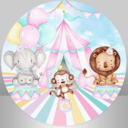 Cartoon Animals Carnival Baby Showr Background Cylinder kryty Party