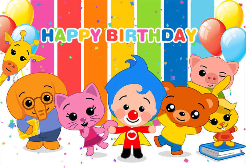 Cartoon Plim Theme Boy Birthday Baby Shower Photo Studio Backdrop