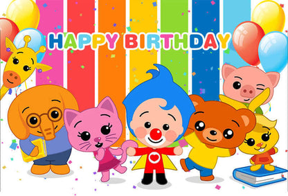 Cartoon Plim Theme Boy Birthday Baby Shower Photo Studio Backdrop