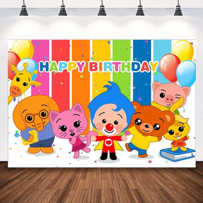 Cartoon Plim Plim Theme Boy Birthday Baby Shower Photo Studio Backdrop