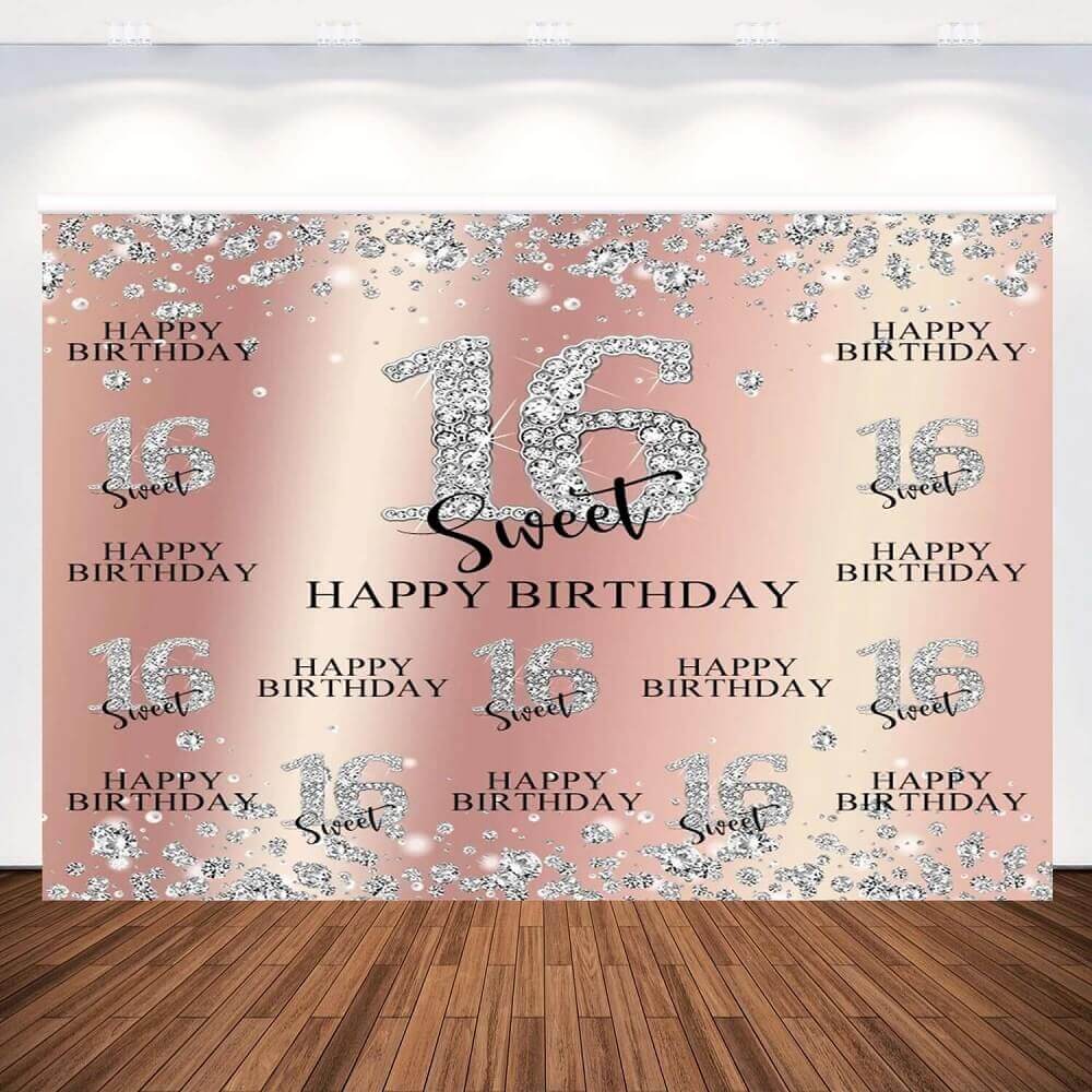 Champagne Diamond Gold Photography Background Sweet 16 Birthday Party Glitter Backdrop