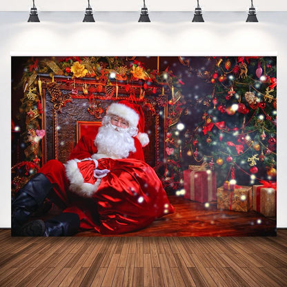 Boże narodzenie Święty Mikołaj Pudełko Photo Booth Tło Dziecko Rodzinny Portret Fotografia Tła