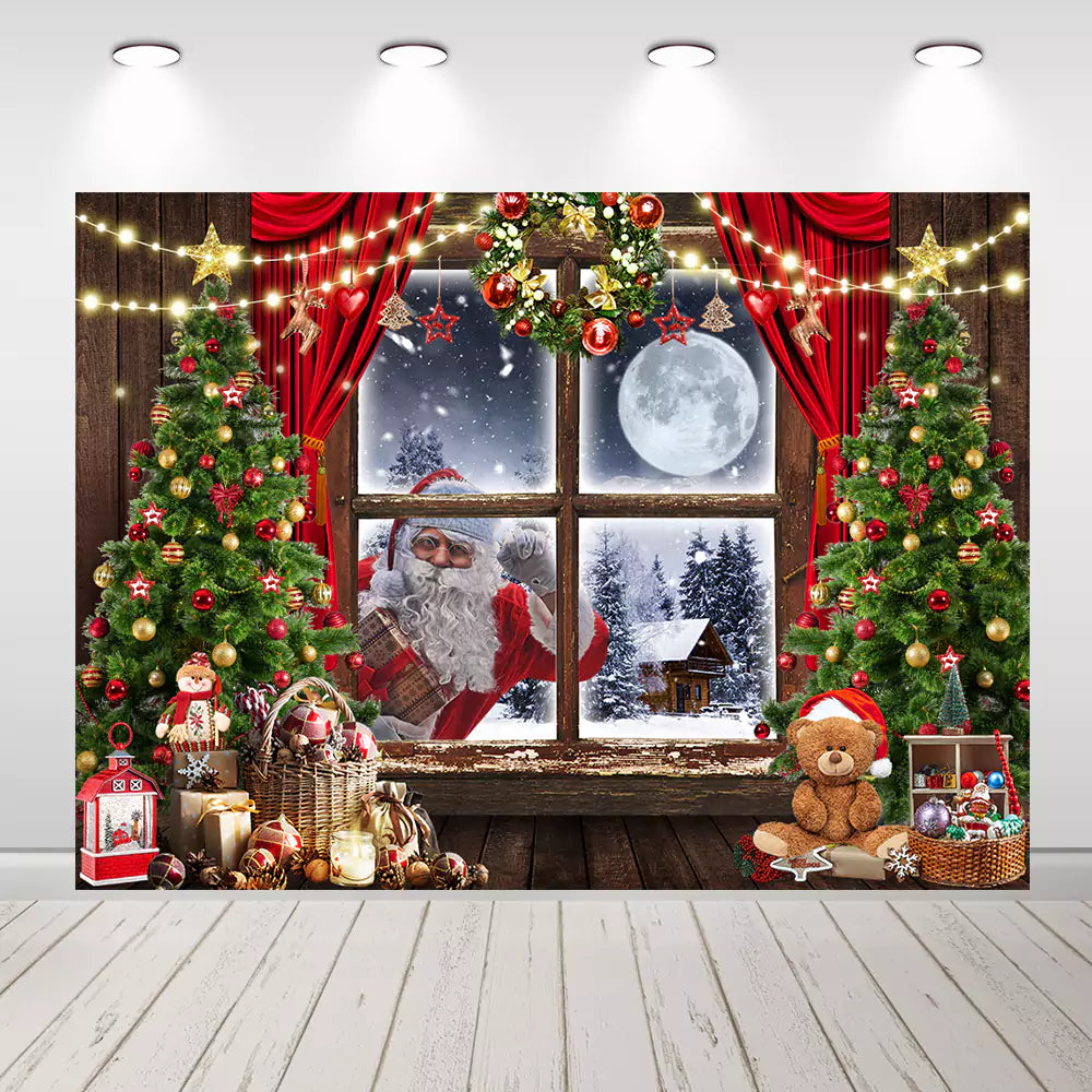Christmas Santa Claus Photo Booth Backdrop Baby Family Portrait Photog ...