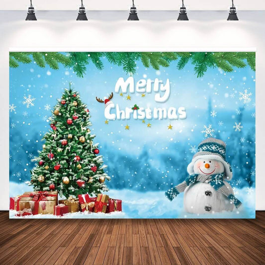 Рождественские фотографии фонов Снеговик Зимняя страна чудес украшения фон для детей и взрослых