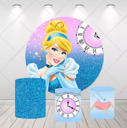 Cinderella Princess Glitter Backdrop Baby Shower Birthday Party Decor