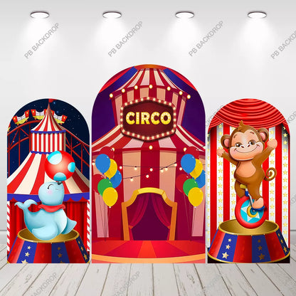Circo Carnival Arch -taustakuva, hyljeapina, lasten syntymäpäiväjuhlakoristeet