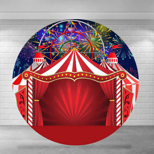 Couverture de toile de fond ronde pour tente de cirque, décor de fête de 1er anniversaire pour enfants