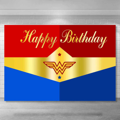 Superhero Backdrop Cityscape Gold Boy Girl Birthday Wall Decoration Party Background for Photo Booth