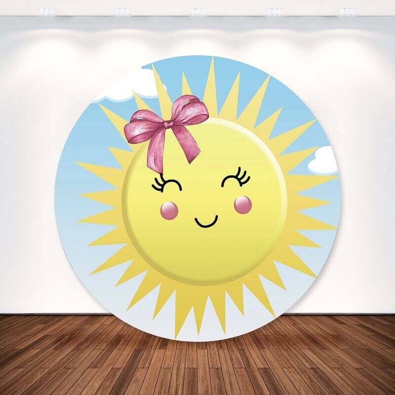 Clouds Sunshine Newborn Baby Shower Round Backdrop Cover Party