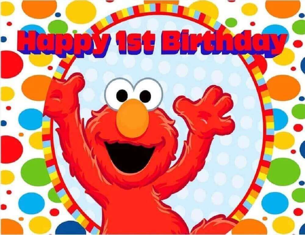 Red Elmo Kids 1St Birthday Backdrop Colorful Dots Background For Boy And Girl Sesame Street