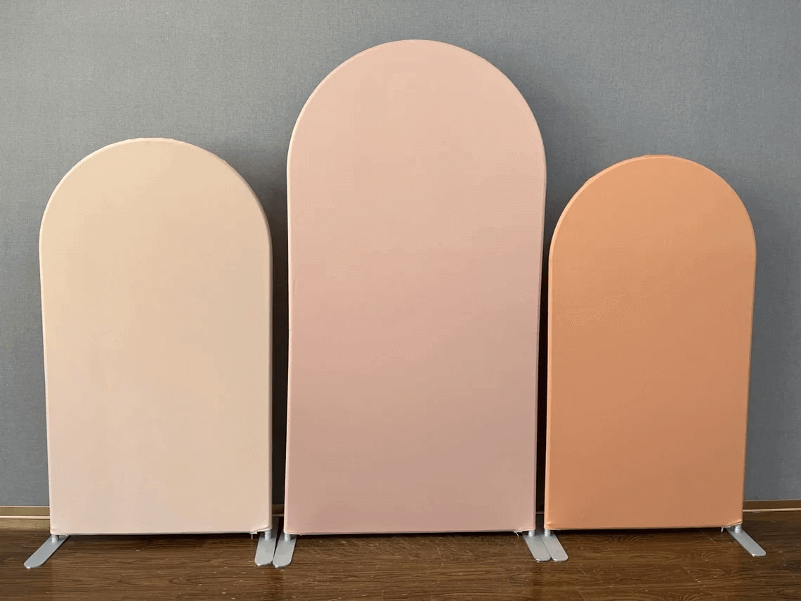 Cream Nude Arch Backdrop Stand Frame Double-Sided Fabric Cover Custom Arched Wall For Birthday Party