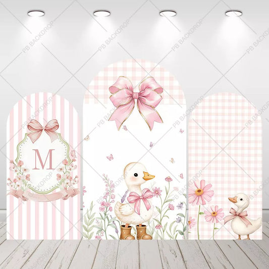 Custom Initial Pink Duck Arch Backdrop Baby Shower 1st Birthday Party Decor