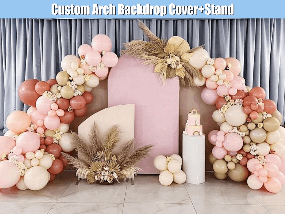 Custom Nude Pink Arch Backdrop Stand Frame and Double-sided Cover Fabric