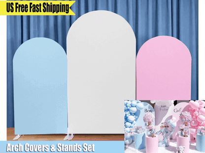 Pink Blue White Solid Color Double Sided Printed Arched Backdrop