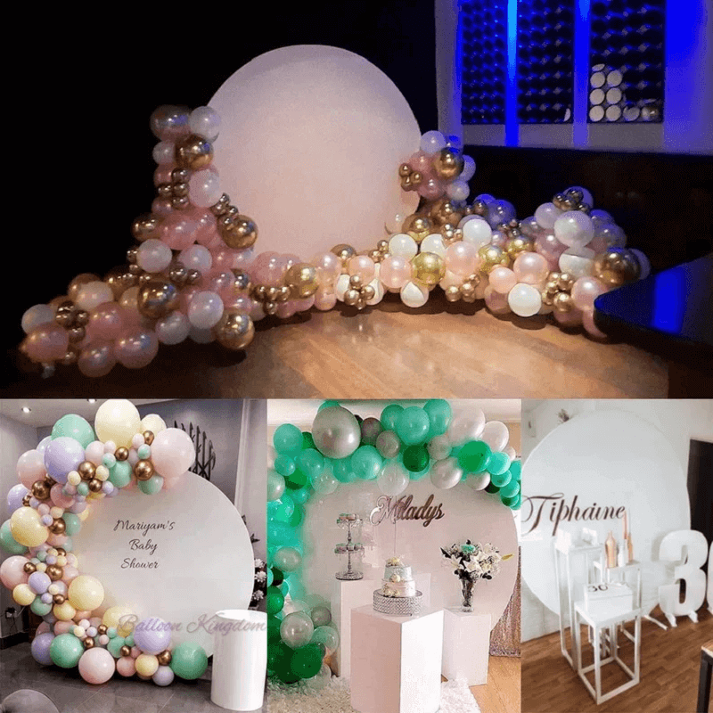 White Round Backdrop Solid Color Birthday Baby Shower Wedding Cover Party