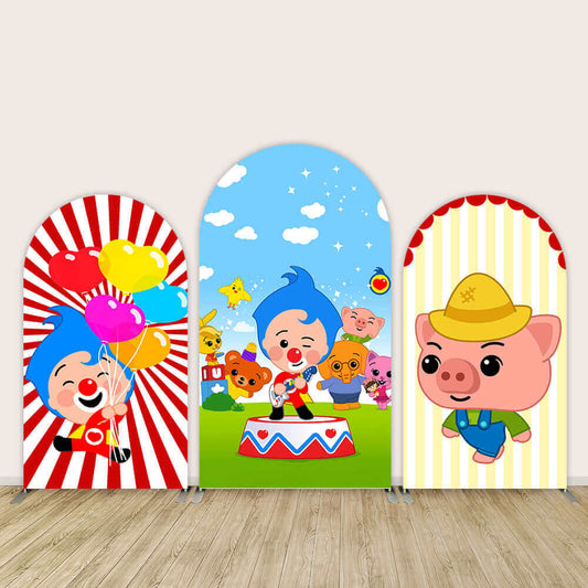 Cute Cartoon Plim Chiara Arch Backdrops For Kids Birthday Party Backdrop