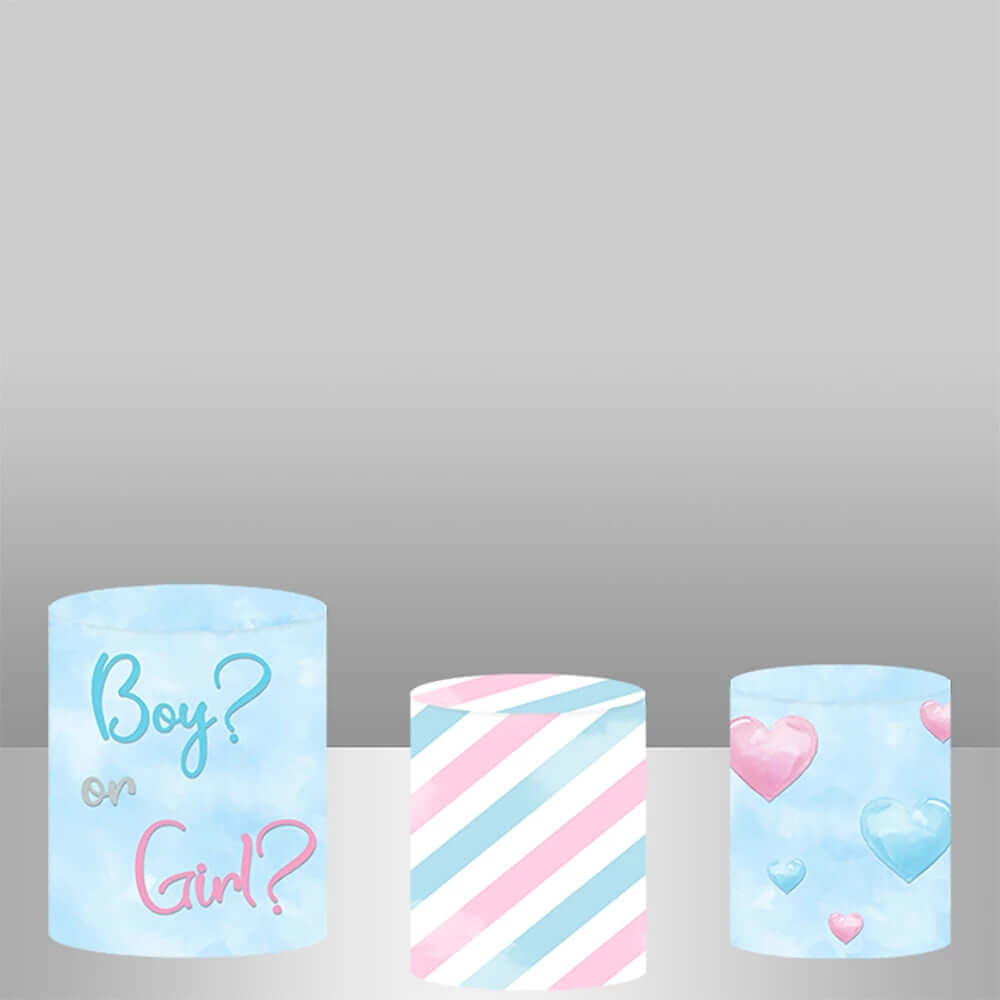 Cute Elephant Gender Reveal Round Circle Backdrop Cylinder Cover Party