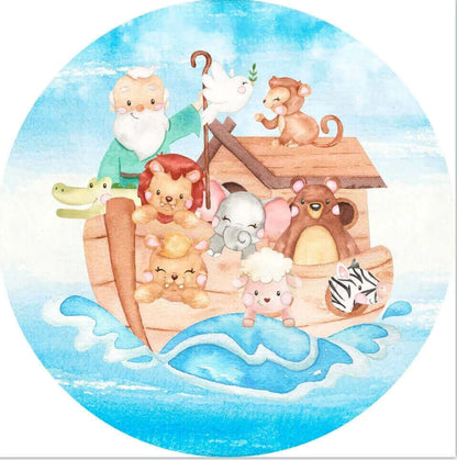 Cute Sea Ship Animal Round Backdrop Cover Party Decoration