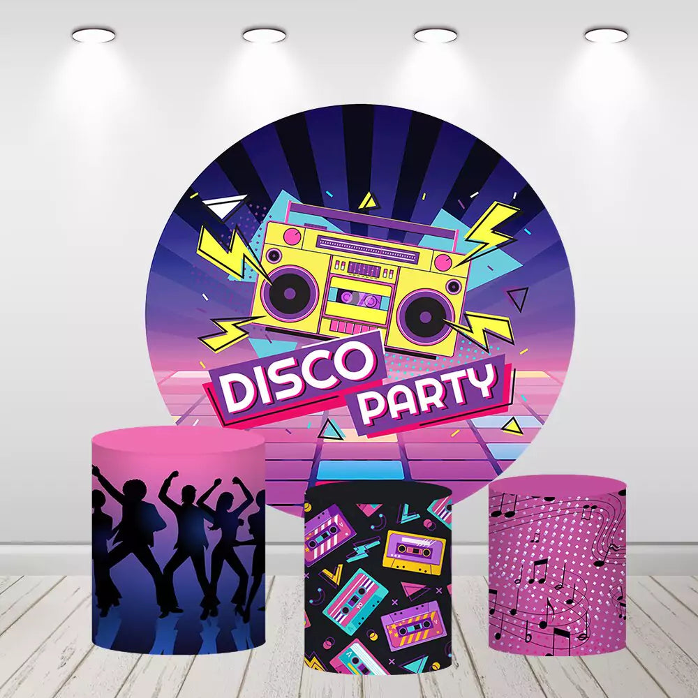 Disco Party Round Backdrop Birthday Party Circle Background – webackdrops