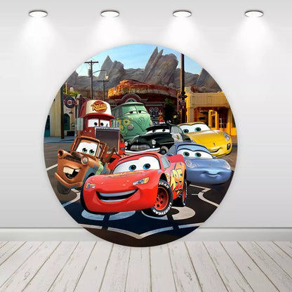 Disney Cars Round Backdrop Lightning McQueen Birthday Party Decor