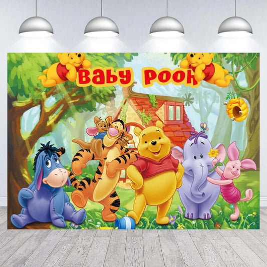 Winnie The Pooh Photography Background Kids Birthday Party Baby Shower Backdrop