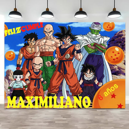 Dragon Ball Z Birthday Backdrop Goku Krillin Piccolo Anime Photo Background