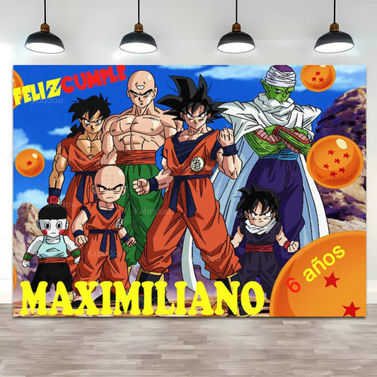 Dragon Ball Z Birthday Backdrop Goku Krillin Piccolo Anime Photo Background