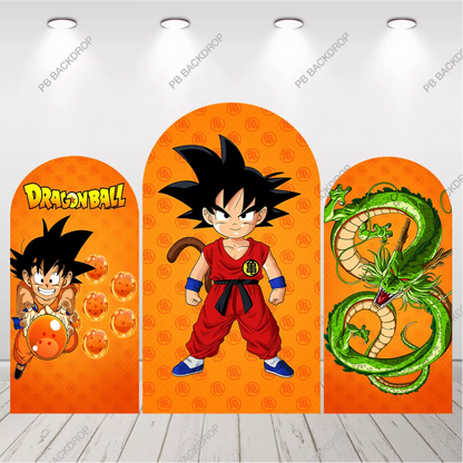 Dragon Ball Z Orange Arch Backdrop Kid Goku & Shenron Birthday Party Decor