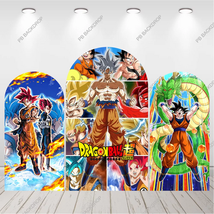 Dragon Ball Z Orange Arch Backdrop Kid Goku Shenron Birthday Party Decor