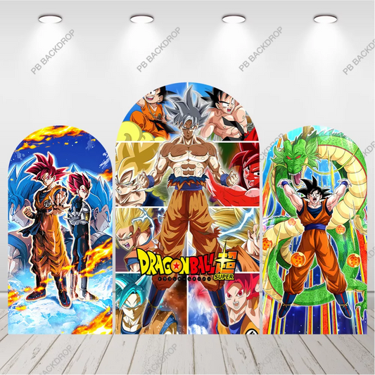 Dragon Ball Z Orange Arch Backdrop Kid Goku Shenron Birthday Party Decor