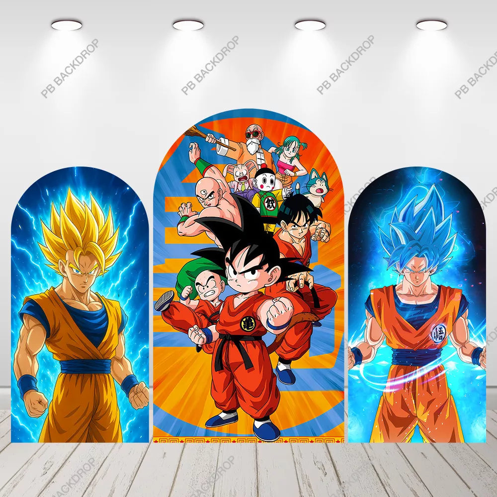 Dragon Ball Z Super Saiyan Arch Backdrop Anime Birthday Party Decor