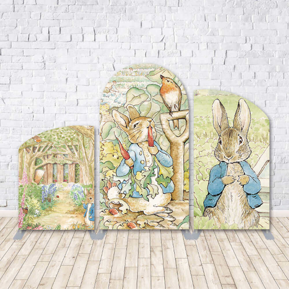 Customized Arched Backdrop Covers Fabric Double-sided Party Arch Wall Easter Rabbit Birthday Wedding Photo Banner