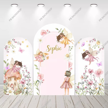 Fairy Garden Arch Backdrop Girl Birthday Baby Shower Decor