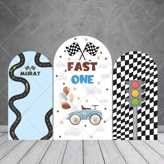 Fast One Race Car Arch Backdrop Boy's 1st Birthday Party Decor