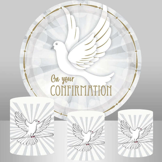 First Holy Communion Party Round Backdrop and Plinth Covers