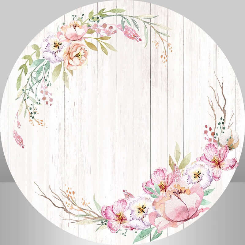Flowers Wood Theme Baby Shower Decor Round Backdrop Cylinder Covers Party