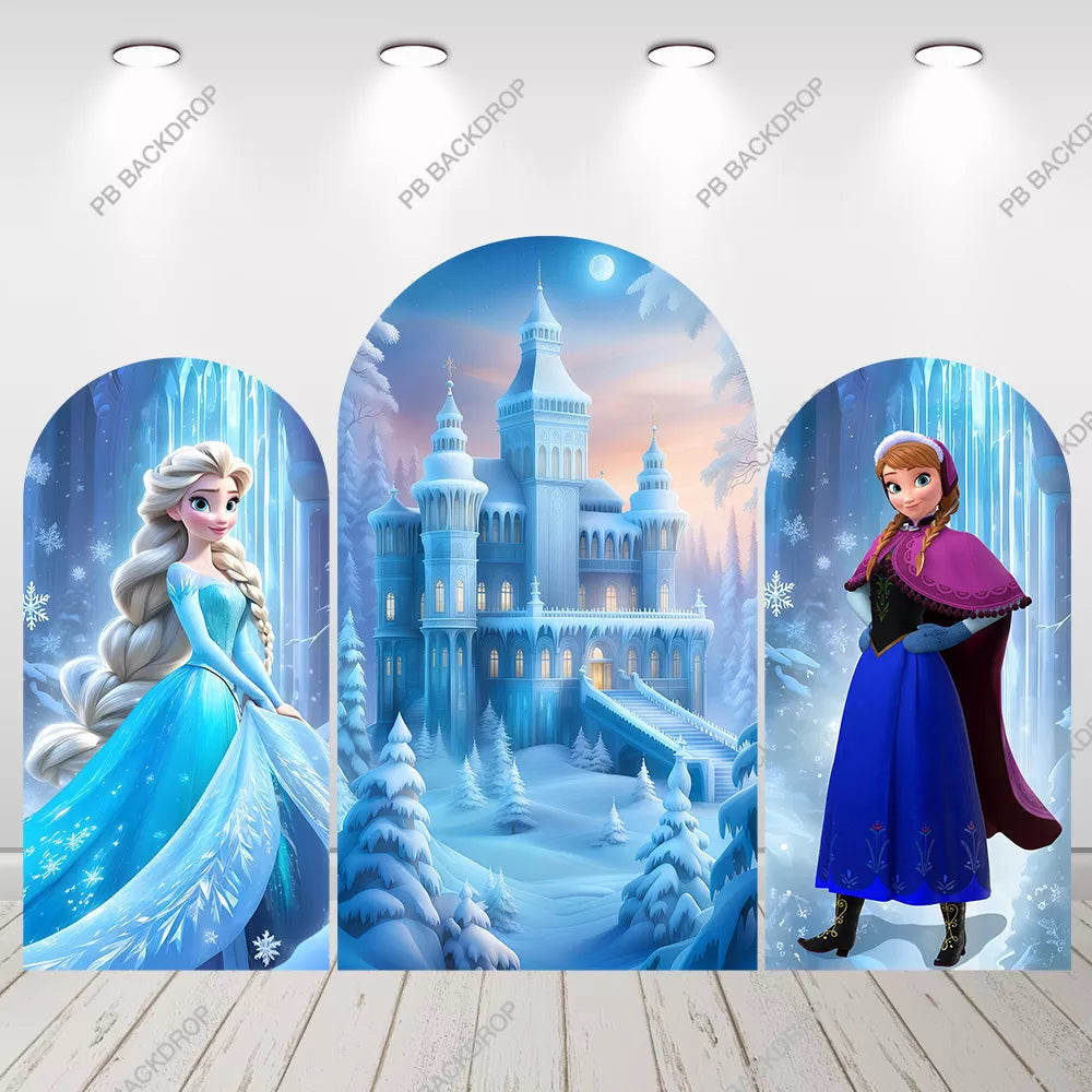 Frozen Elsa Anna Arch Backdrop Castle Girl Birthday Party Background