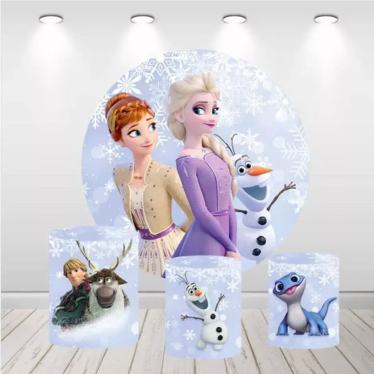 Poklopci cilindra za rođendanske okrugle kružne pozadine Frozen Girls