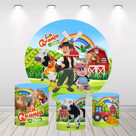 GRANJA de zenon Farm Kids Birthday Baby Shower Round Backdrop Cover