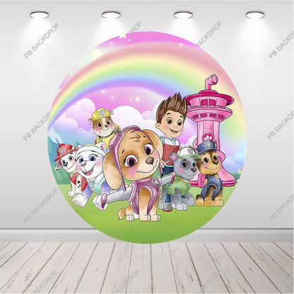 Girl Paw Patrol Round Backdrop Skye Everest Paw Print Photo Booth Props