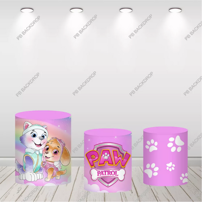 Girl Paw Patrol Round Backdrop Skye Everest Paw Print Photo Booth Props