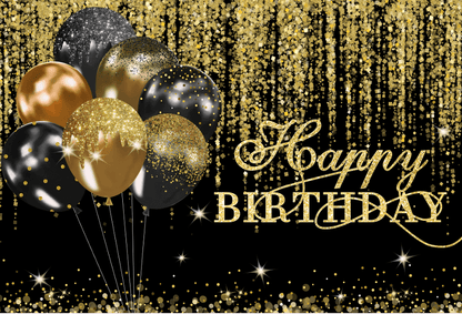Блискуче золото з днем ​​народження Фони для фотографій Повітряні кульки Для дорослих вечірка Декор Фон Фотобудка
