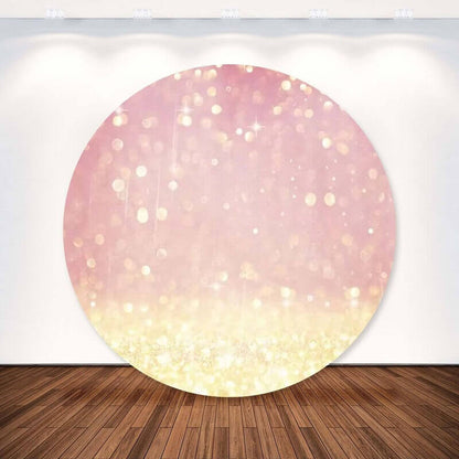 Glitter Gold Pink Bokeh Round Backdrop or Cake Table Cover