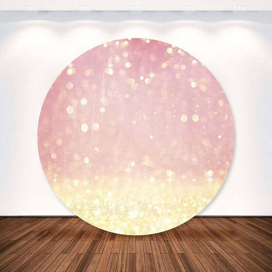 Glitter Gold Pink Bokeh Round Backdrop Or Cake Table Cover Party