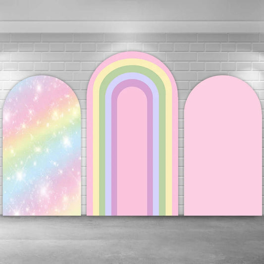 Svjetlucavi Rainbow Arch Zid Chiara Pozadina Navlaka Kids Baby Shower Birthday Party Decor Ružičasta foto pozadina Lučni okvir Stalak