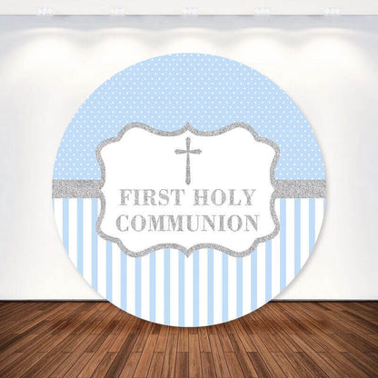 Dios bendiga la primera comunión bautismo Cruz de plata fondo redondo fondo de fiesta