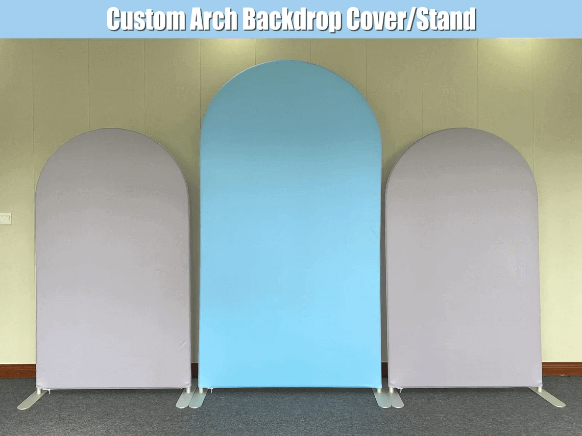 Gray Blue Arch Backdrop 4X7Ft And 3X6Ft 3 Stands Double Sided Printing Covers For Birthday Baby