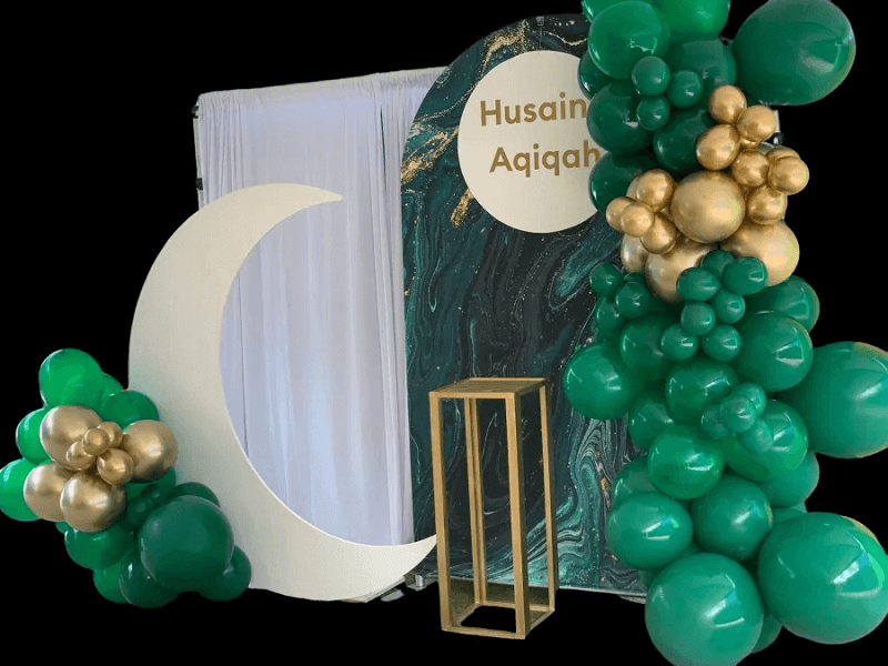 Sfondo fotografico per copertina ad arco su due lati in marmo verde e oro, sfondo per fotografia di matrimonio di compleanno